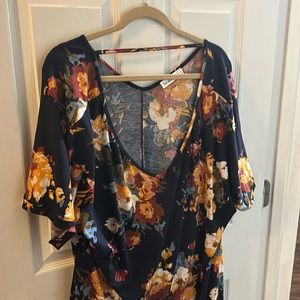 Floral deep V maxi dress